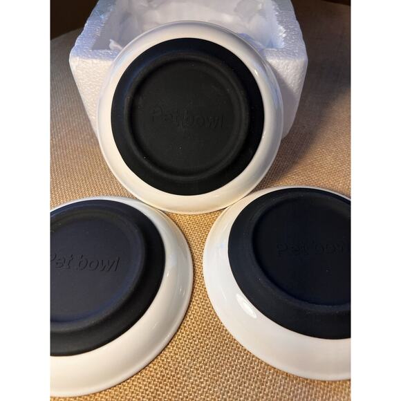 Cat Kitten Pet Food Water Feeding Bowls w/ Rubber Bottoms--Set of 3--Brand New - Picture 7 of 10